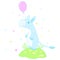 Kawaii donkey with balloon image design, vector illustration