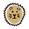 Kawaii doodle wild lion clipart. Hand drawn naive African carnivore. Maned feline face cute illustration in flat color