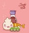 Kawaii dumpling sake tempura peas food japanese cartoon, sushi and rolls