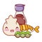 Kawaii dumpling sake tempura peas food japanese cartoon, sushi and rolls