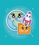 Kawaii earth planet and folder