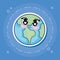 Kawaii earth planet icon