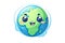 kawaii Earth sticker image, in the style of kawaii art, meme art, animated gifs isolated white background