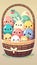 Kawaii Easter eggs depicts adorable and charming eggs, evoking a cute and playful ambiance for the holiday