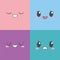 Kawaii facial adorable expression emoticon cartoon character set