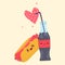 Kawaii fast food couple hotdog and cola, vector illustration