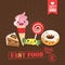 Kawaii fast food sweets candy cartoon characters illustration