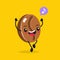 Kawaii Food. Vector Cartoon Coffee Bean. Happy Funny Asian Character for Restaurant Advertising, Fast Food Sale Banner.