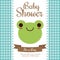Kawaii frog. Baby Shower design. Vector graphic