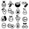 Kawaii fruit and nuts cute characters icons set