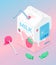 Kawaii fun isometry pretty retro pastel milk and candies