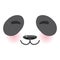 Kawaii funny panda white muzzle with pink cheeks and big black eyes on white background. Vector