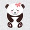 Kawaii funny panda white muzzle with pink cheeks and closed eyes. Vector