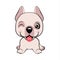 Kawaii funny puppy animal white muzzle with pink cheeks and winking eyes.