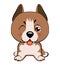 Kawaii funny puppy animal white muzzle with pink cheeks and winking eyes.