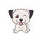 Kawaii funny puppy animal white muzzle with pink cheeks and winking eyes.