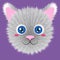 Kawaii Furry White Cat Illustration