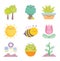 Kawaii gardening cartoon characters tools collection