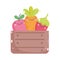 Kawaii gardening cartoon happy fruits vegetable in box