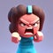 kawaii girl with an angry expression, her eyes narrowed and fists clenched in frustration, digital character avatar AI