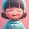 kawaii girl with a big smile and rosy cheeks, her eyes closed in pure bliss,digital character avatar AI generation