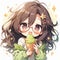 kawaii girl with green tea ice cream wallpaper