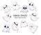 Kawaii Halloween Ghost Cartoon Collection. Cute spooky Watercolor Characters