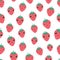 Kawaii happy strawberry seamless pattern vector.