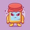 Kawaii jam jar character mascot with angry expression isolated cartoon in flat style design