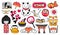 Kawaii japanese girl, maneki-neko, carps, origami, fuji, sushi, manga, ginko leaf, taiyaki fish. Set of cartoon stickers