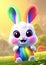 Kawaii little bunny with big purple eyes