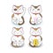 Kawaii Maneki-Neko lucky cats set of four