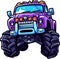 kawaii Monster Truck Jumping Illustration, Truck, Extreme Vehicle sticker