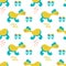 Kawaii Monsters seamless pattern, cute baby fantastic animals background. Hand drawn, cartoon illustration vector