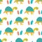 Kawaii Monsters seamless pattern, cute baby fantastic animals background. Hand drawn, cartoon illustration vector