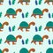 Kawaii Monsters seamless pattern, cute baby fantastic animals background. Hand drawn, cartoon illustration vector