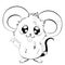 Kawaii mouse in black and white