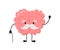 A kawaii old brain character with a gray mustache and walking stick. Symbol of alzheimer disease, dementia and other age