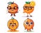 Kawaii Orange Fruit Emotion Face Characters Fun and Expressive Cartoon Icons Illustrations With Transparent Background.
