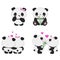 Kawaii pandas love set