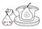 Kawaii pear pie coloring page for kids. Outline cartoon vector illustration