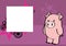 Kawaii pig character cartoon perspective background