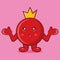 Kawaii Pomegranate fruit mascot with confused gesture isolated cartoon in flat style