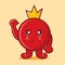 Kawaii Pomegranate fruit mascot isolated cartoon in flat style