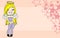 Kawaii pretty angel girl cartoon card background 3