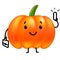 Kawaii Pumpkin Businessman Character with Mobile Phone and Business Bag