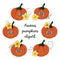 Kawaii pumpkin vector illustration. Cute cartoon pumpkins set.