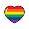 Kawaii rainbow colored heart icons. LGBTQI concept.