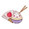 Kawaii rice in bowl sticks food fan japanese cartoon, sushi and rolls