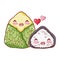 Kawaii rice cake food japanese cartoon, sushi and rolls